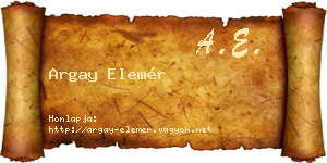 Argay Elemér névjegykártya